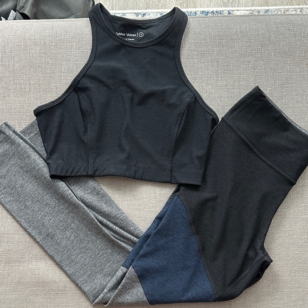 Outdoor Voices Black and Gray Activewear Set